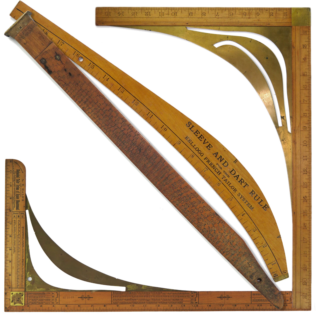 Collection of 13 Dress Making Seamstress & Tailor Rules Ruler Systems -  19th c.